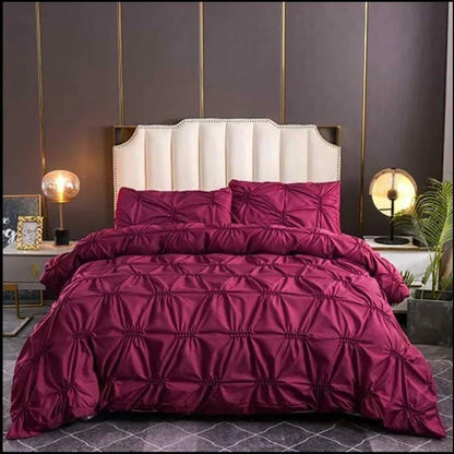 6*7 Ensemble de housse de couette à plis pincés doubles avec 2 taies