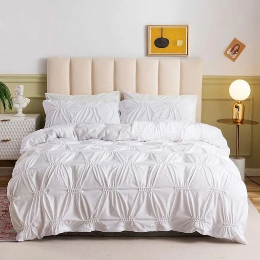 6*7 Ensemble de housse de couette à plis pincés doubles avec 2 taies