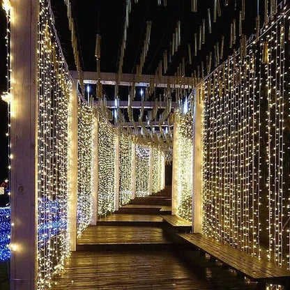 Floroux Solar LED Light Curtains | Waterproof for Outdoor | Light Garlands for Garden & Terrace | Decoration for Wedding & Party