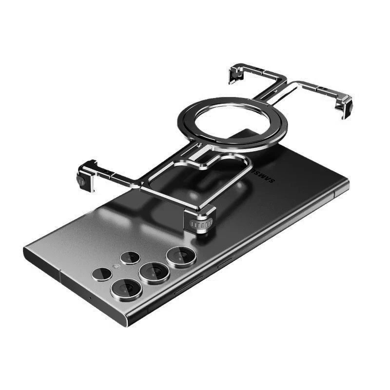 Coque sans cadre respirante MagSafe avec support anneau pour Samsung Galaxy S24 S23 Ultra Coque de luxe en métal magnétique de refroidissement à charge sans fil protection