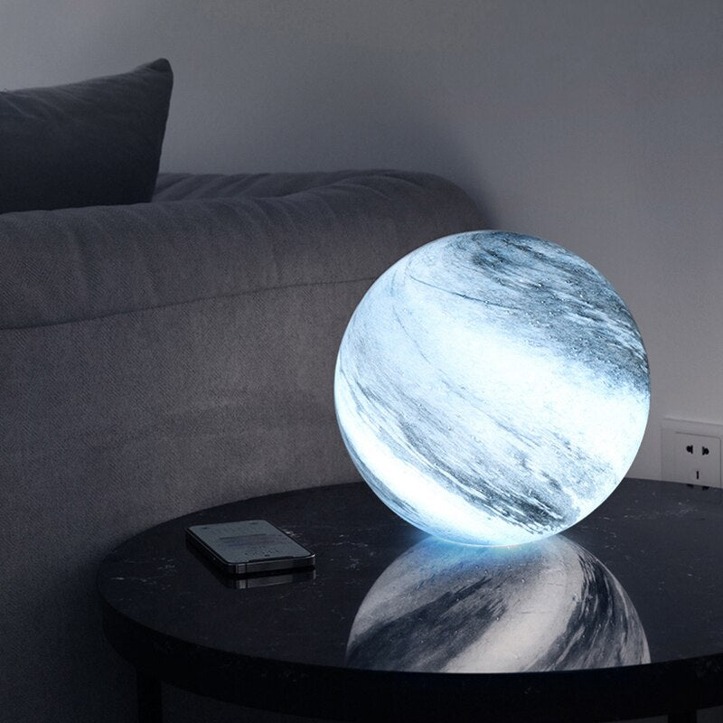 Floroux Lunar Floor Lamp | Elegant LED Glass Lamp | Ambient Light for the Home | Planetary Decoration | USB Charging