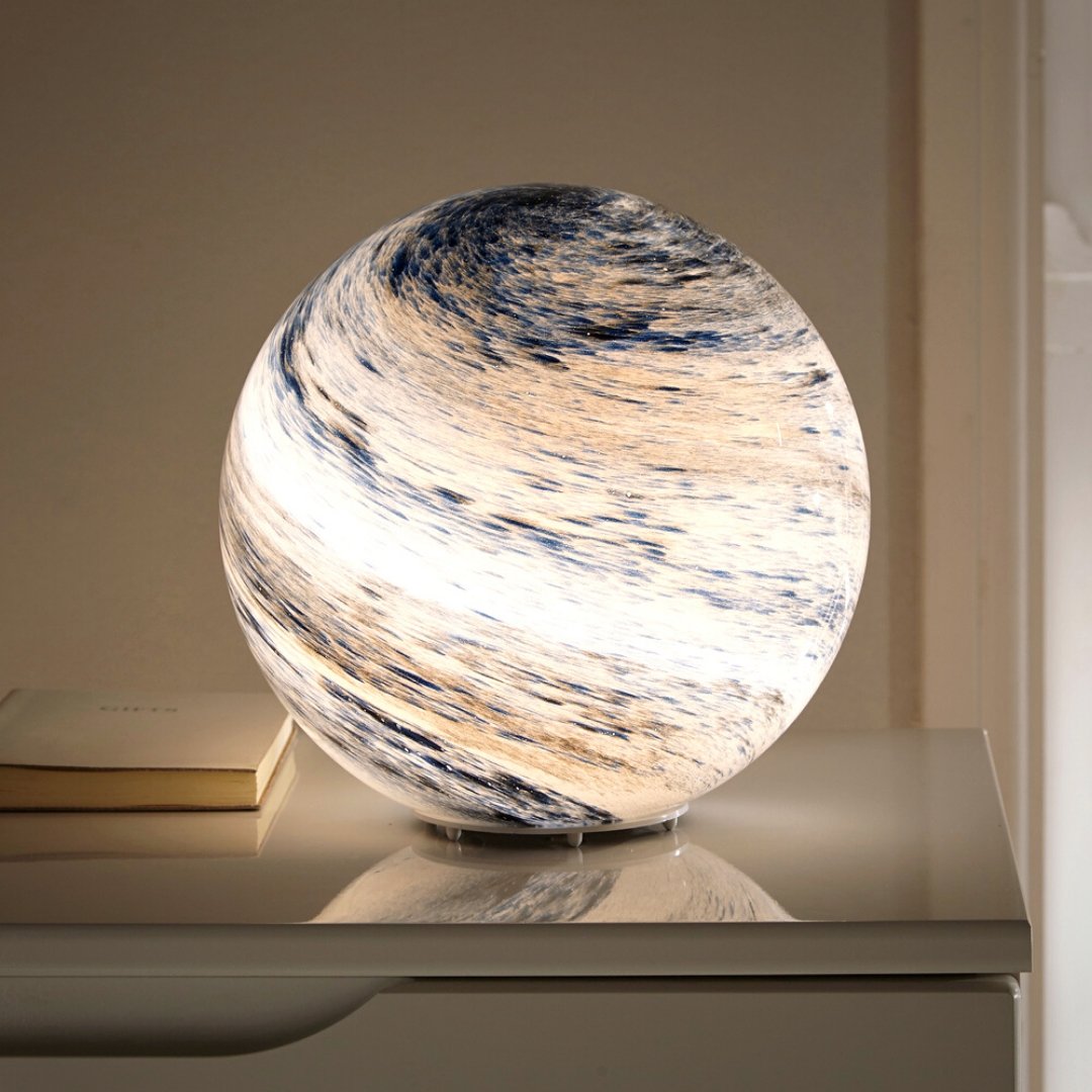 Floroux Lunar Floor Lamp | Elegant LED Glass Lamp | Ambient Light for the Home | Planetary Decoration | USB Charging