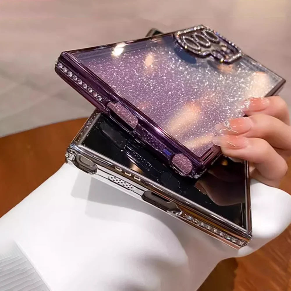 Coque de téléphone en dégradé à paillettes brillantes de luxe pour Samsung S23 S22 S24 Ultra S23 Plus A55 A35 A25 A15 A05S avec plaque en diamant en TPU