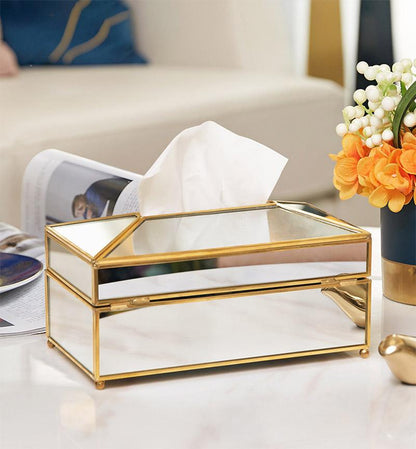 Floroux Nordic Gold Lining Boîte à Mouchoirs en Verre