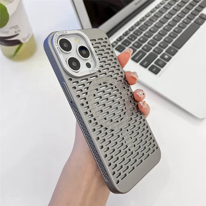 Étui respirant MagSafe pour dissipation de chaleur pour iPhone 15 14 13 12 11 Pro Max Housse de charge sans fil magnétique