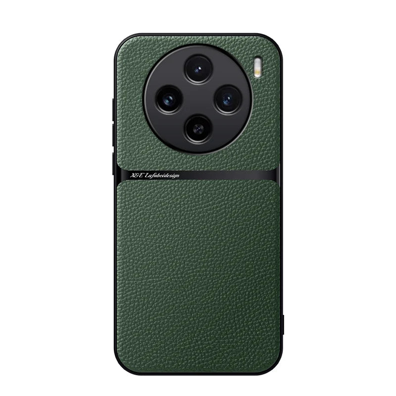Coque de téléphone en cuir design de charge sans fil Magsafe de luxe pour VIVO X100 X90 X80 X70 X60 Pro S17 Y78 Plus coque arrière avec pare-chocs magnétique