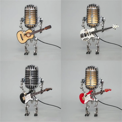 Floroux Robot Table Lamp with Guitar | Vintage Décor Light | Mood Lamp for Music Lovers