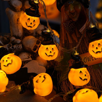 Décor de guirlande lumineuse LED d'Halloween - Citrouille