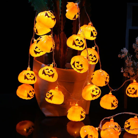 Décor de guirlande lumineuse LED d'Halloween - Citrouille