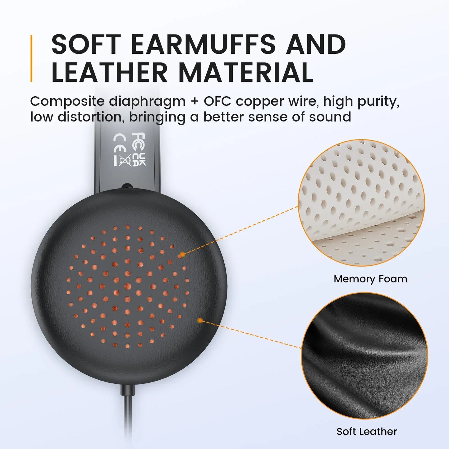 Casque de bureau filaire EKSA H15 avec microphone - TWS réduction de bruit HiFi stéréo dynamique