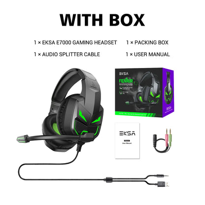EKSA Fenrir Casque Gaming PC Filaire avec Microphone Réducteur de Bruit - TWS Réduction de Bruit HiFi Stéréo Surround 7.1 Casque Dynamique