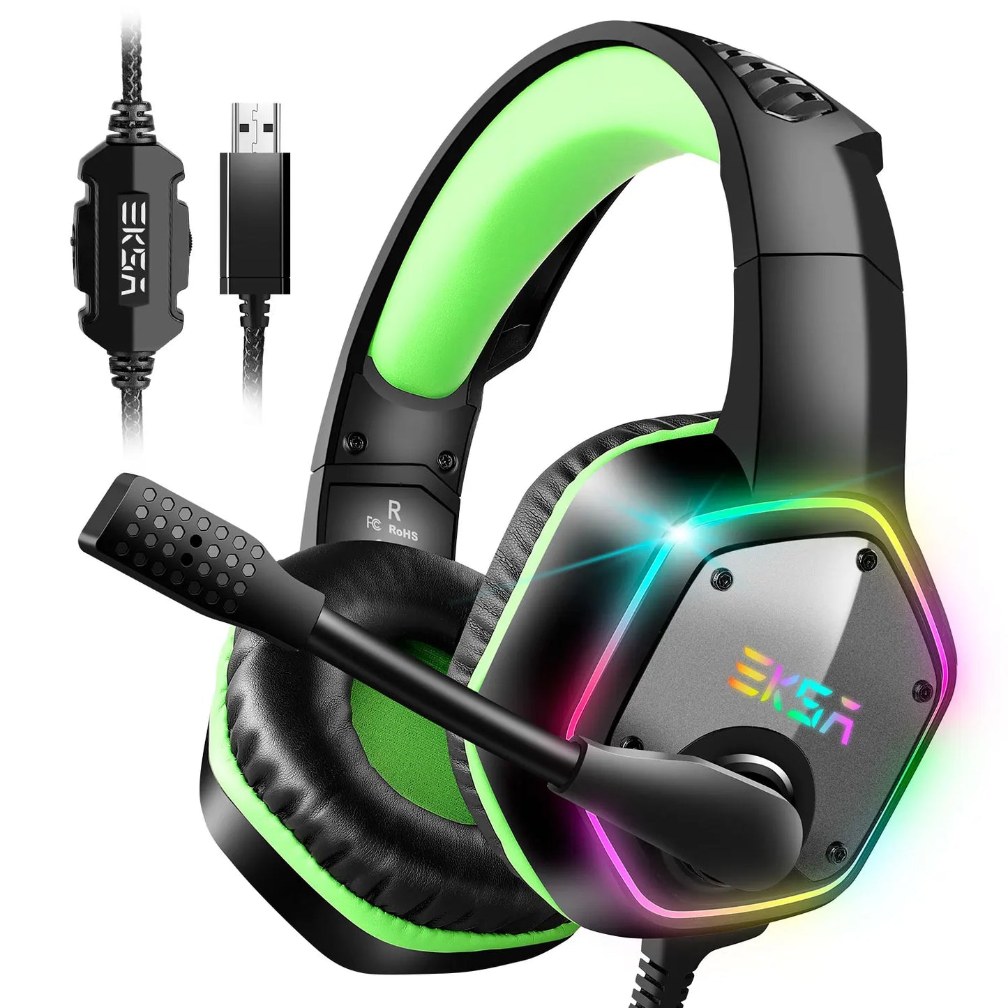 EKSA E1000 Casque Gaming Filaire avec Micro - TWS Réduction de Bruit HiFi Stéréo Surround 7.1 Casque Dynamique