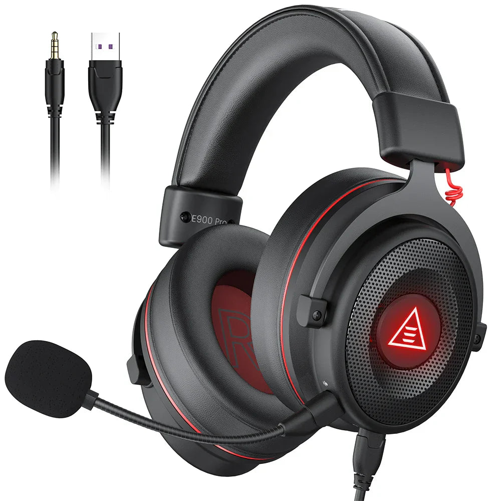 EKSA E900 Pro Casque de jeux câblé avec microphone - TWS Réduction de bruit HiFi Stéréo Surround 7.1 Casque dynamique