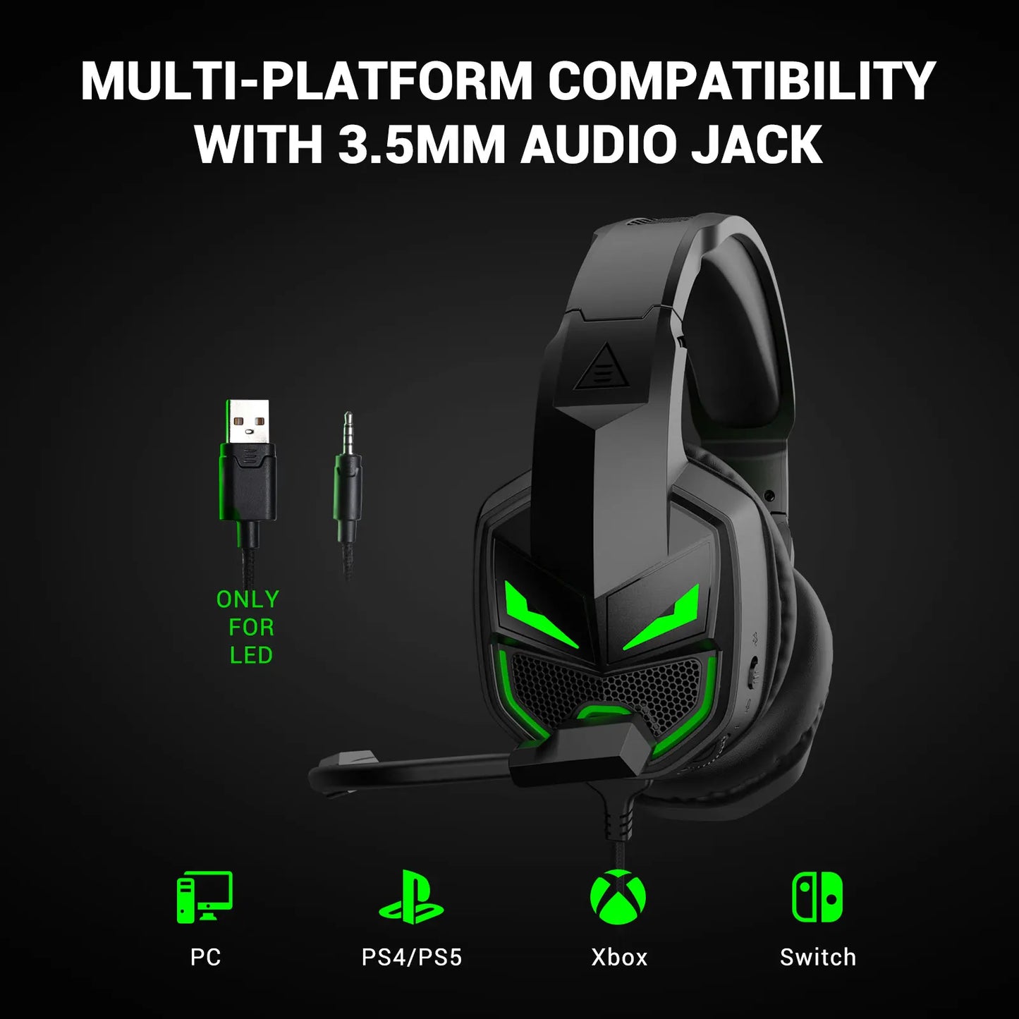 EKSA Fenrir Casque Gaming PC Filaire avec Microphone Réducteur de Bruit - TWS Réduction de Bruit HiFi Stéréo Surround 7.1 Casque Dynamique