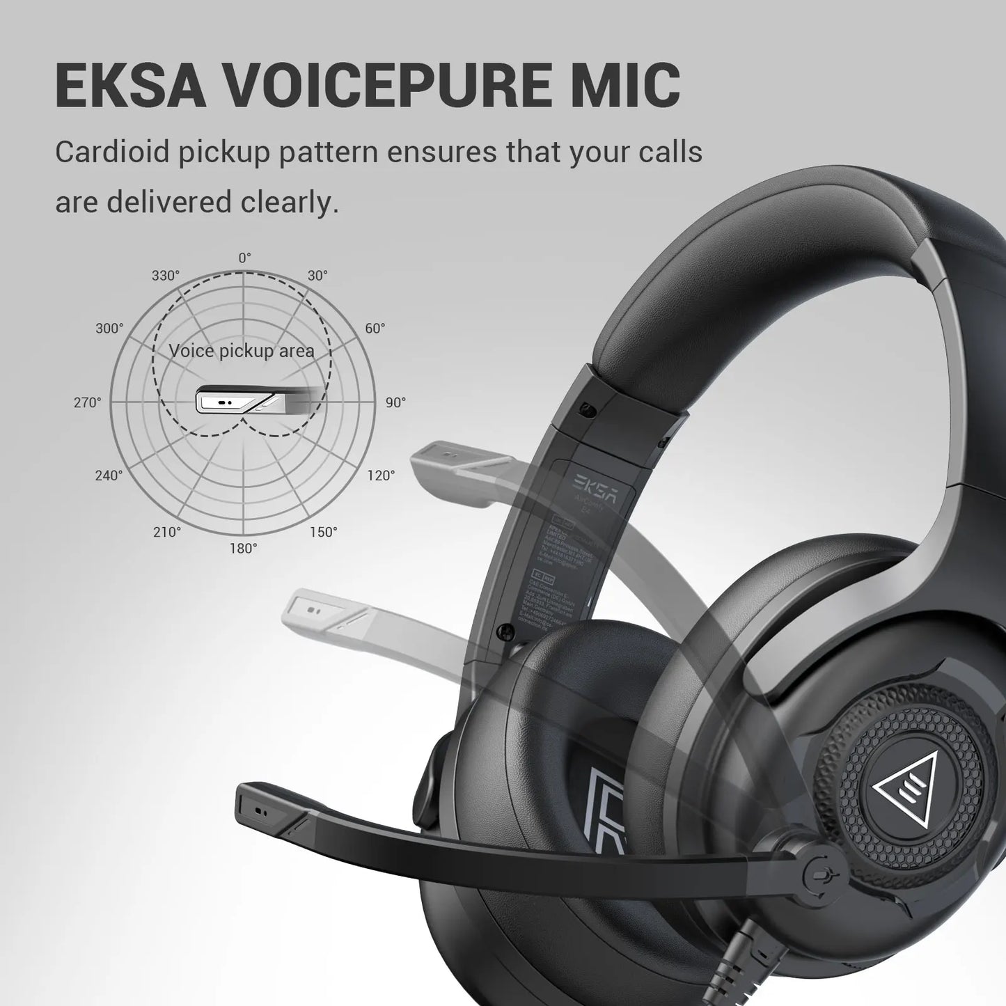 EKSA E4 Casque de jeu filaire avec microphone - Casque dynamique HiFi stéréo à réduction de bruit TWS