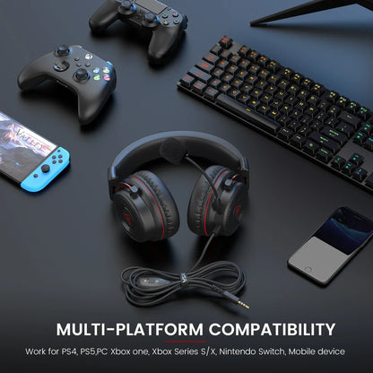 EKSA E900 Casque de jeu filaire avec microphone - TWS Réduction de bruit HiFi Stéréo Casque dynamique