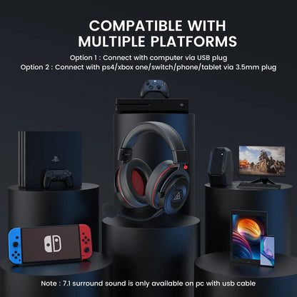 EKSA E900 Pro Casque de jeu filaire circum-auriculaire avec microphone - TWS suppression de bruit HiFi stéréo dynamique