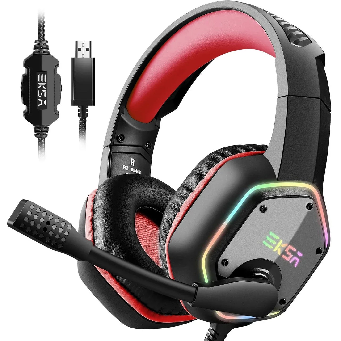 EKSA E1000 Casque Gaming Filaire avec Micro - TWS Réduction de Bruit HiFi Stéréo Surround 7.1 Casque Dynamique