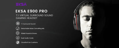 EKSA E900 Pro Casque de jeu filaire circum-auriculaire avec microphone - TWS suppression de bruit HiFi stéréo dynamique