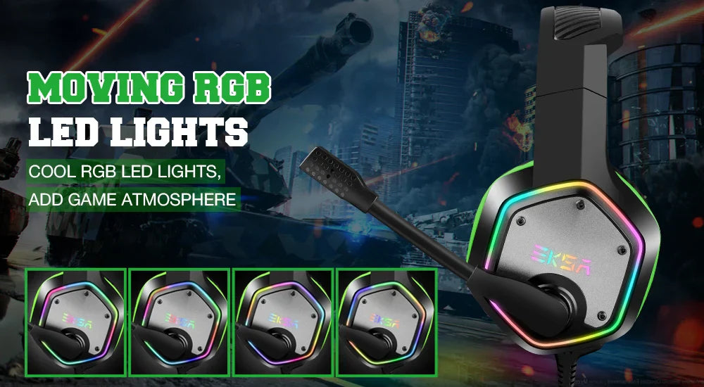 EKSA E1000 Casque Gaming Filaire avec Micro - TWS Réduction de Bruit HiFi Stéréo Surround 7.1 Casque Dynamique