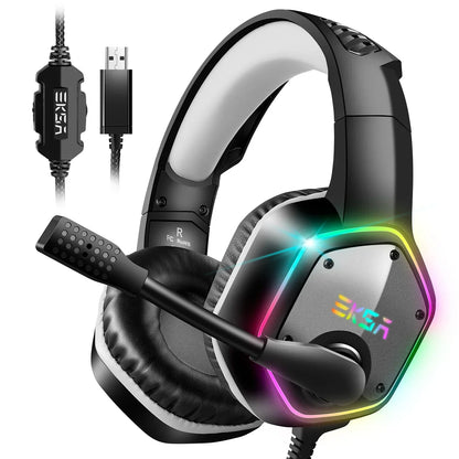 EKSA E1000 Casque Gaming Filaire avec Micro - TWS Réduction de Bruit HiFi Stéréo Surround 7.1 Casque Dynamique