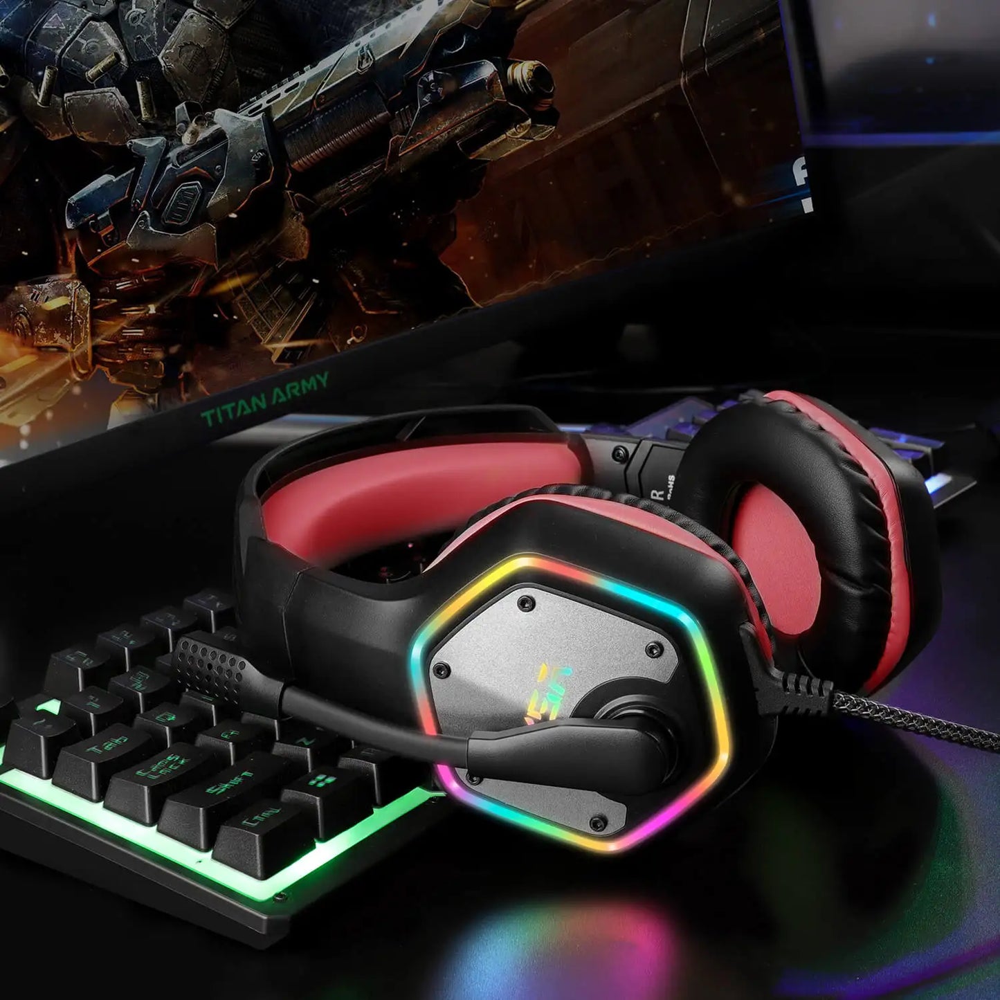 EKSA E1000 Casque Gaming Filaire avec Micro - TWS Réduction de Bruit HiFi Stéréo Surround 7.1 Casque Dynamique