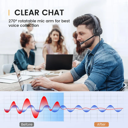 Casque de bureau filaire EKSA H15 avec microphone - TWS réduction de bruit HiFi stéréo dynamique