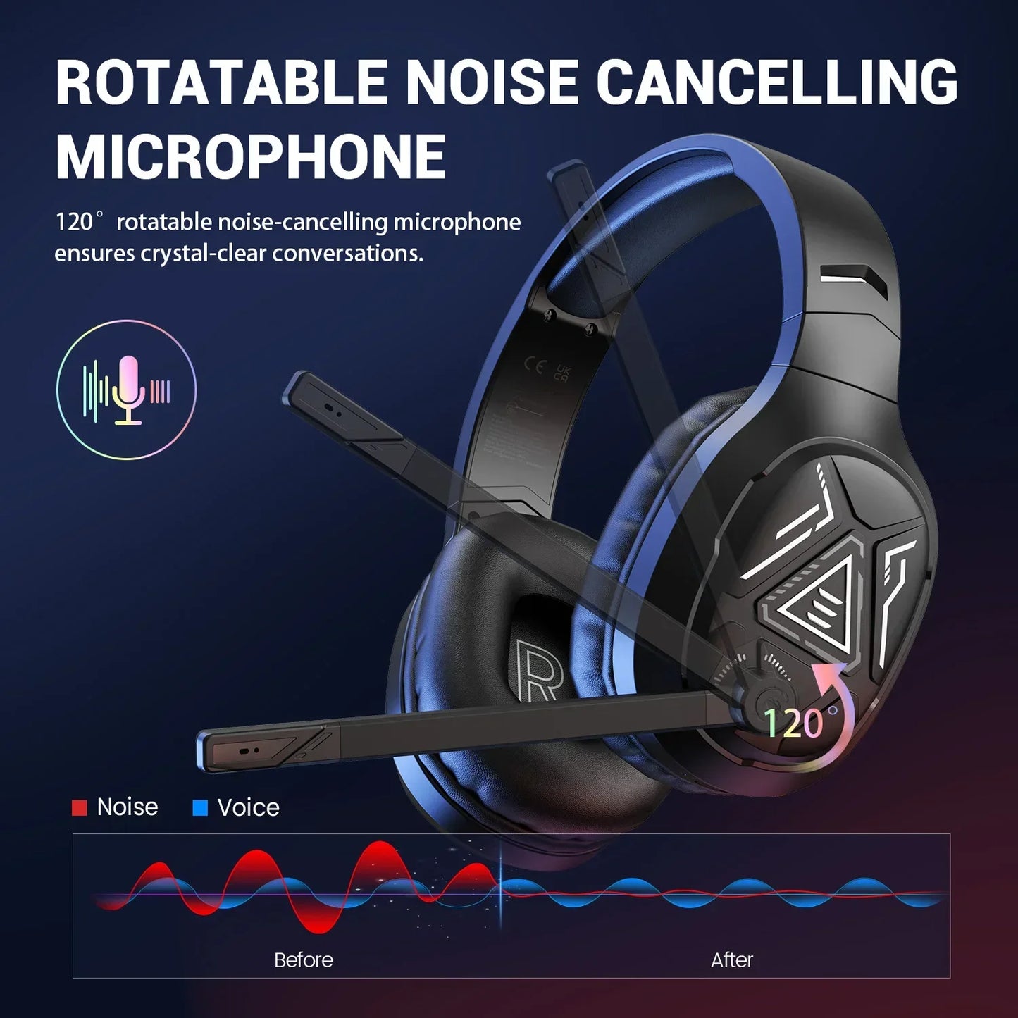 EKSA E5 Casque sans fil Bluetooth 5.3 avec microphone - TWS Casque dynamique HiFi stéréo avec réduction de bruit