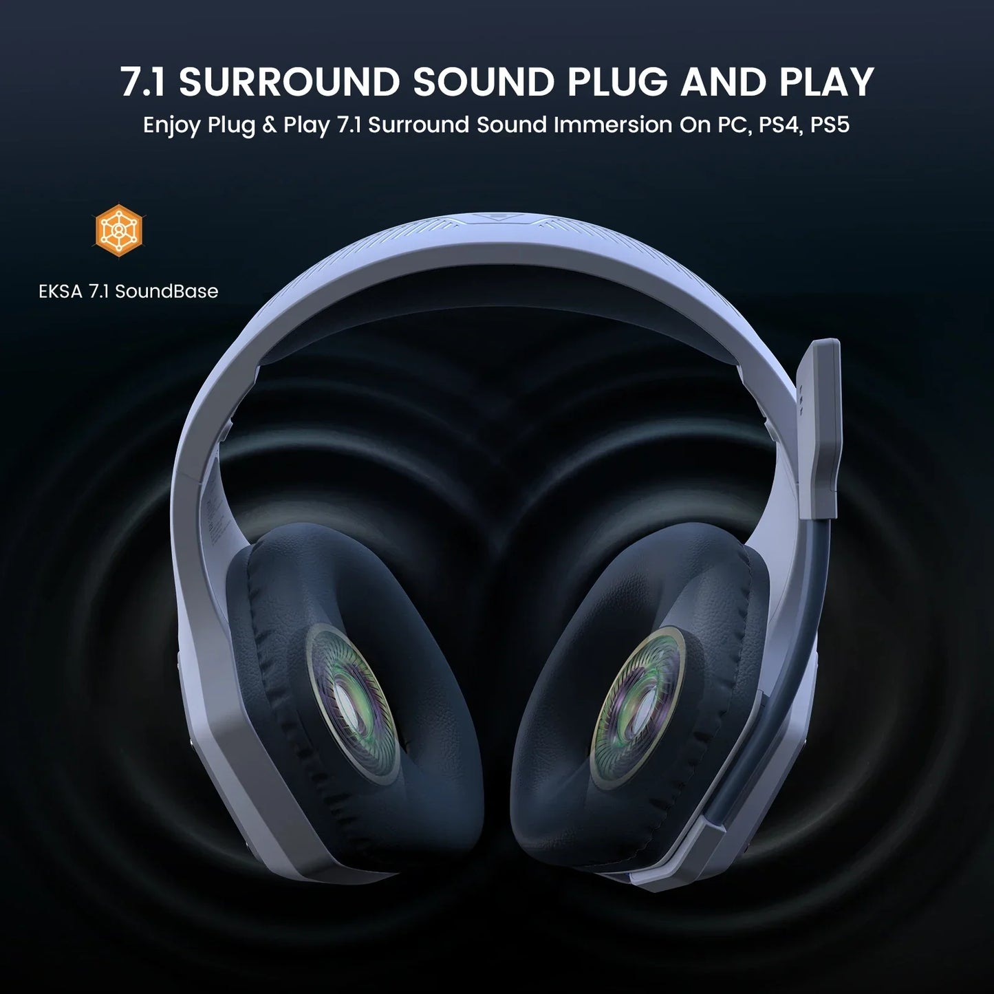 EKSA E1000 Casque de Jeu Bluetooth Sans Fil avec Micro - TWS Réduction de Bruit HiFi Stéréo Dynamique