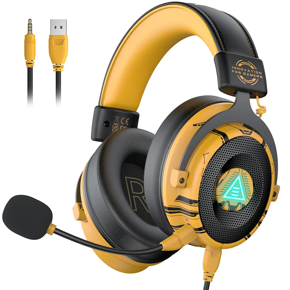EKSA E900 Pro Casque de jeux câblé avec microphone - TWS Réduction de bruit HiFi Stéréo Surround 7.1 Casque dynamique
