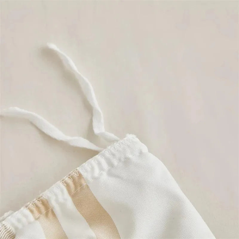 Ensemble de lit en fourrure coupée rayé de haute qualité │ Couette moderne Boho avec housse de couette et taie d'oreiller à pompons