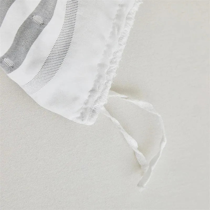 Ensemble de lit en fourrure coupée rayé de haute qualité │ Couette moderne Boho avec housse de couette et taie d'oreiller à pompons