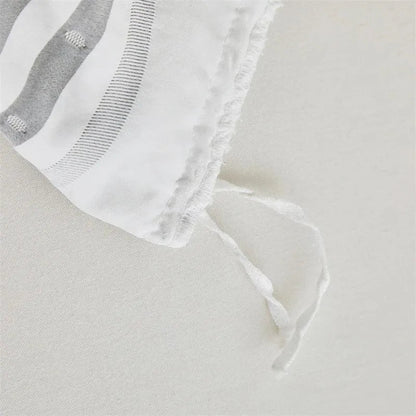 Ensemble de lit en fourrure coupée rayé de haute qualité │ Couette moderne Boho avec housse de couette et taie d'oreiller à pompons