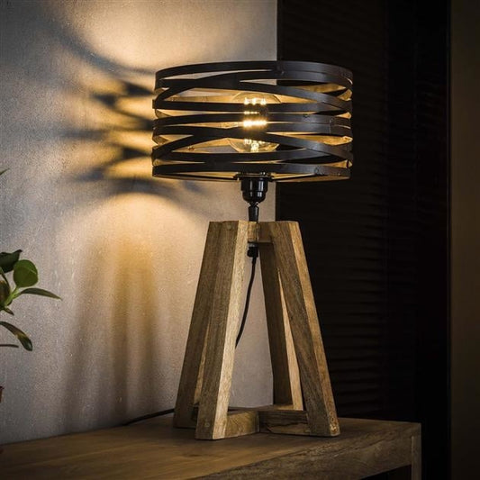 Floroux – Lampe de table en bois industrielle moderne pour une lumière conviviale et élégante