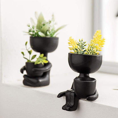 Floroux céramique pot à succulentes | Décor figurine ludique | Pot de fleurs fait main pour la maison