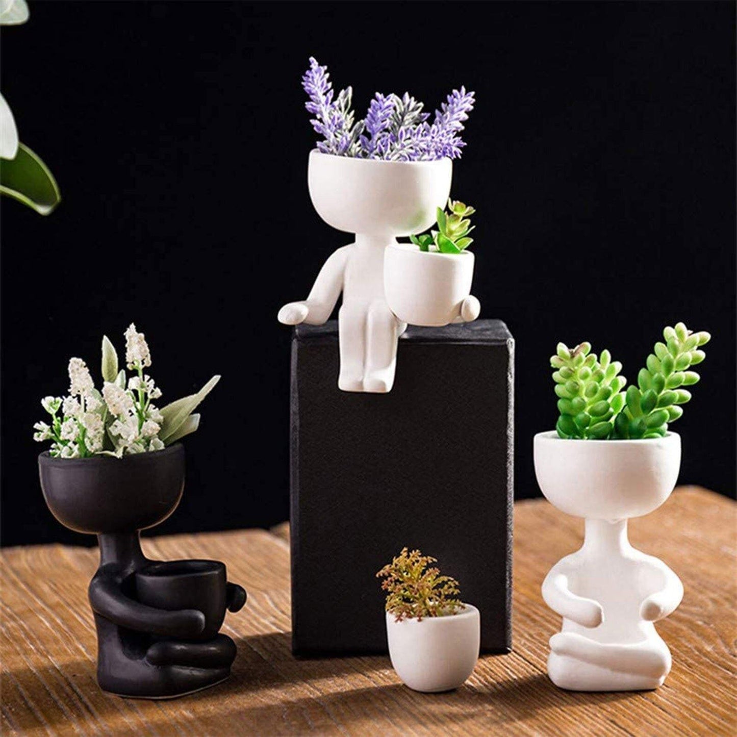 Floroux céramique pot à succulentes | Décor figurine ludique | Pot de fleurs fait main pour la maison