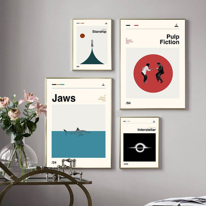 Art mural rétro sur toile avec des films cultes