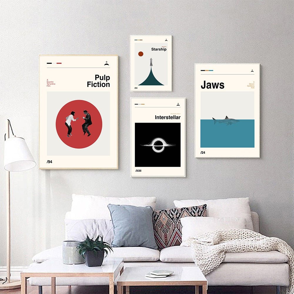 Art mural rétro sur toile avec des films cultes