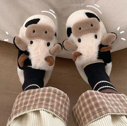 CozyCows - Luxe Chaussons Chaleureux avec Semelle Anti-Dérapante