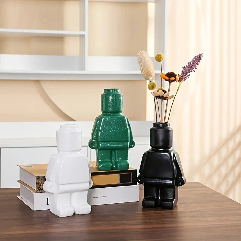 Ceramic vase Floroux in Lego style | Creative decoration | Elegant home accessories