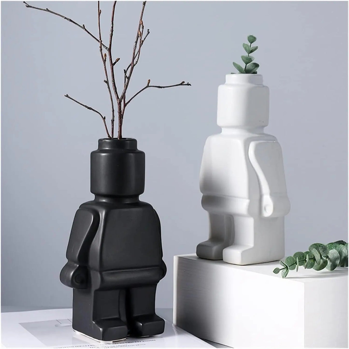 Ceramic vase Floroux in Lego style | Creative decoration | Elegant home accessories