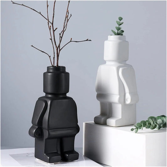 Ceramic vase Floroux in Lego style | Creative decoration | Elegant home accessories