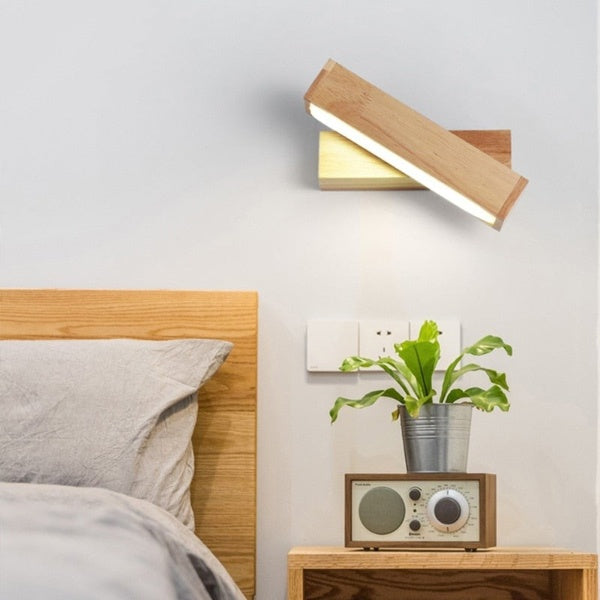 Floroux Design Lampe de chevet en bois murale rotative