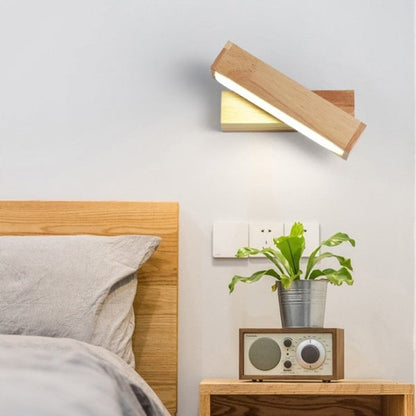 Floroux Design Lampe de chevet en bois murale rotative