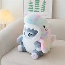 Floroux - Chat câlin ludique en costume de requin mignon pour enfants