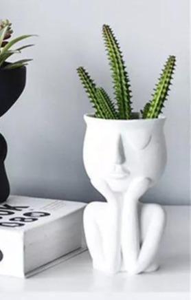 Floroux Ceramic Flower Pot | Elegant Face Plant Pot | Unique Decoration for Home & Office
