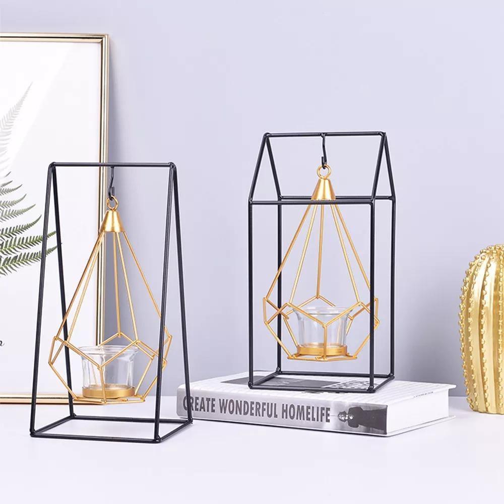 Floroux Geometric Hanging Candle Holder or Iron Vase | Modern Design | Versatile Decor
