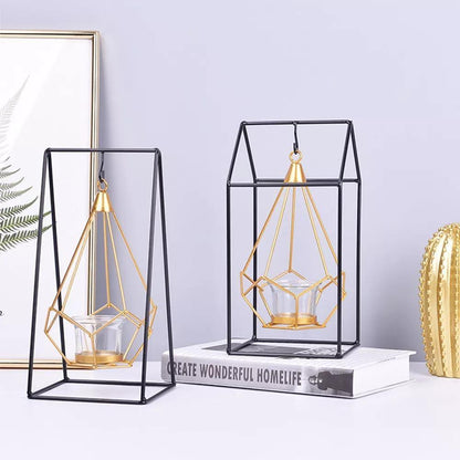 Floroux Geometric Hanging Candle Holder or Iron Vase | Modern Design | Versatile Decor