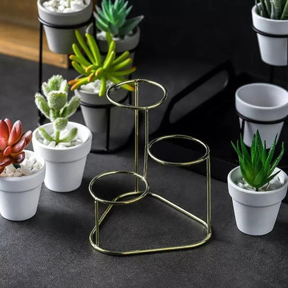 Floroux Céramique Multi-Pot avec support en métal | Design moderne | Rangement élégant pour les plantes