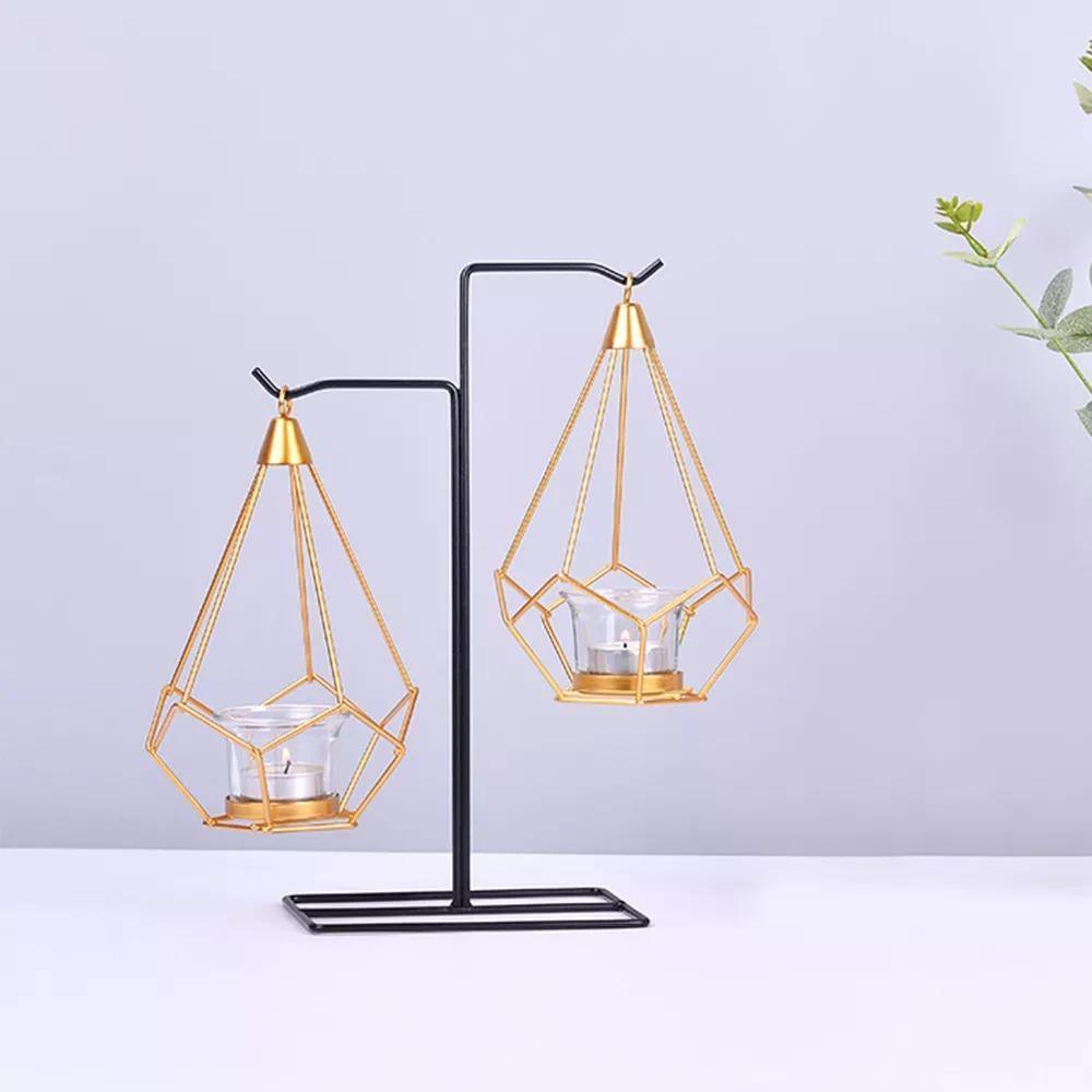 Floroux Geometric Hanging Candle Holder or Iron Vase | Modern Design | Versatile Decor